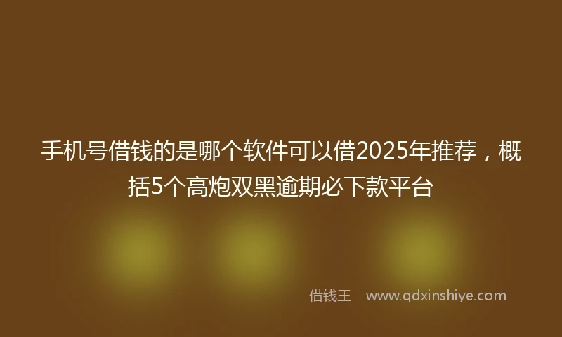 手机号借钱的是哪个软件可以借2025年推荐，概括5个高炮双黑逾期必下款平台