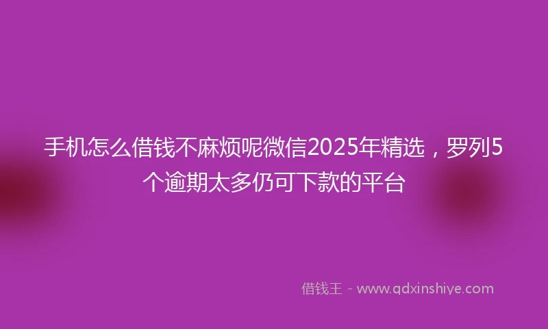 手机怎么借钱不麻烦呢微信2025年精选，罗列5个逾期太多仍可下款的平台