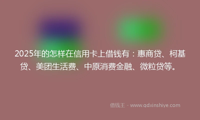 2025年的怎样在信用卡上借钱有：惠商贷、柯基贷、美团生活费、中原消费金融、微粒贷等。