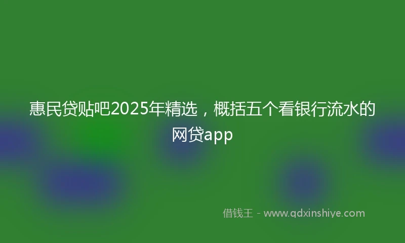 惠民贷贴吧2025年精选，概括五个看银行流水的网贷app