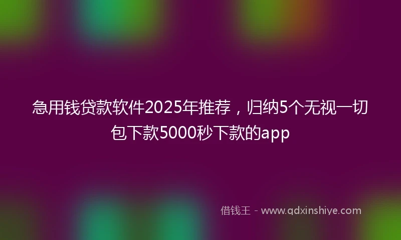 急用钱贷款软件2025年推荐，归纳5个无视一切包下款5000秒下款的app