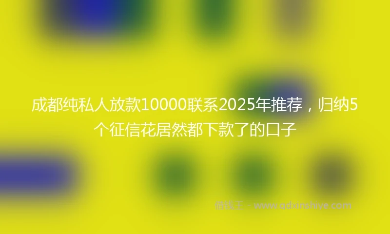 成都纯私人放款10000联系2025年推荐，归纳5个征信花居然都下款了的口子