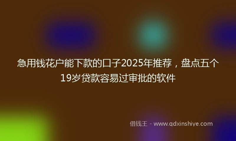 急用钱花户能下款的口子2025年推荐，盘点五个19岁贷款容易过审批的软件
