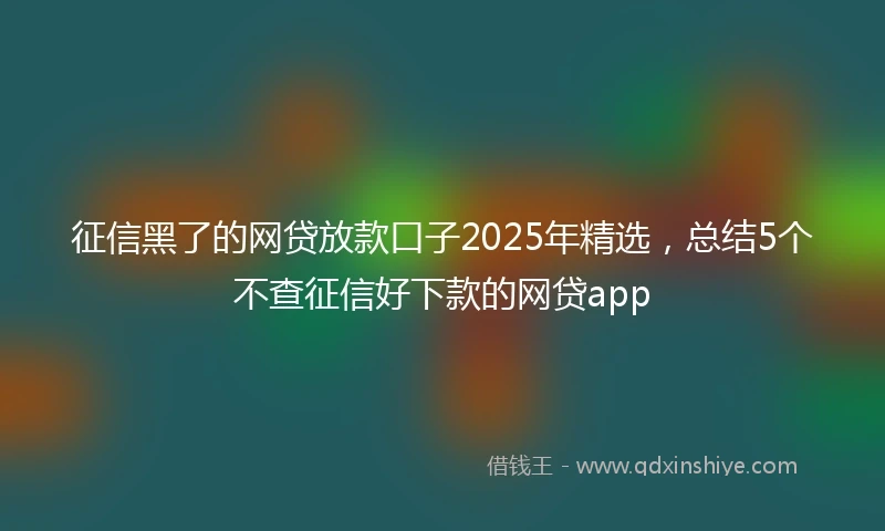 征信黑了的网贷放款口子2025年精选，总结5个不查征信好下款的网贷app
