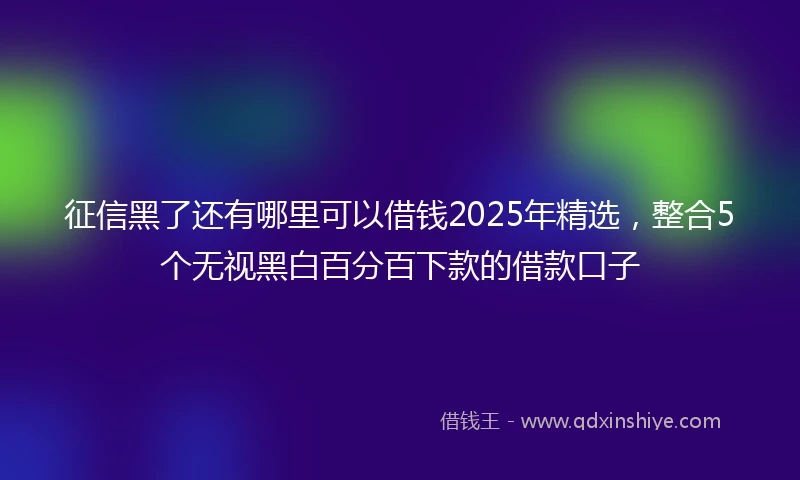 征信黑了还有哪里可以借钱2025年精选，整合5个无视黑白百分百下款的借款口子