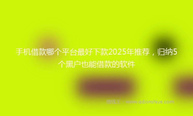 手机借款哪个平台最好下款2025年推荐，归纳5个黑户也能借款的软件