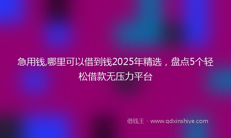 急用钱,哪里可以借到钱2025年精选，盘点5个轻松借款无压力平台