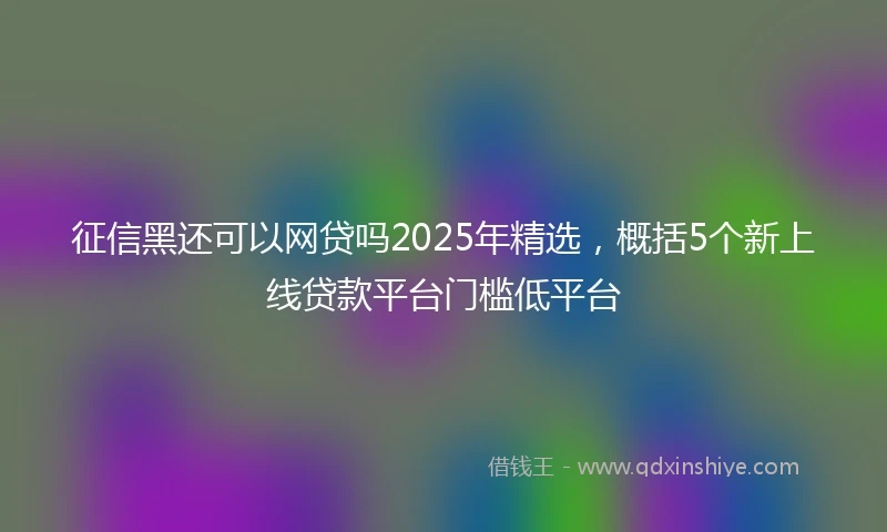 征信黑还可以网贷吗2025年精选，概括5个新上线贷款平台门槛低平台