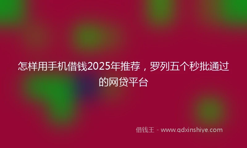 怎样用手机借钱2025年推荐，罗列五个秒批通过的网贷平台