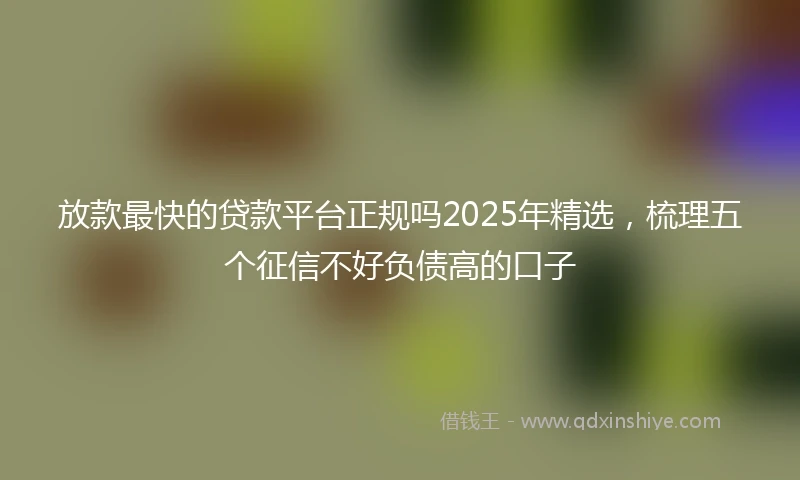 放款最快的贷款平台正规吗2025年精选，梳理五个征信不好负债高的口子