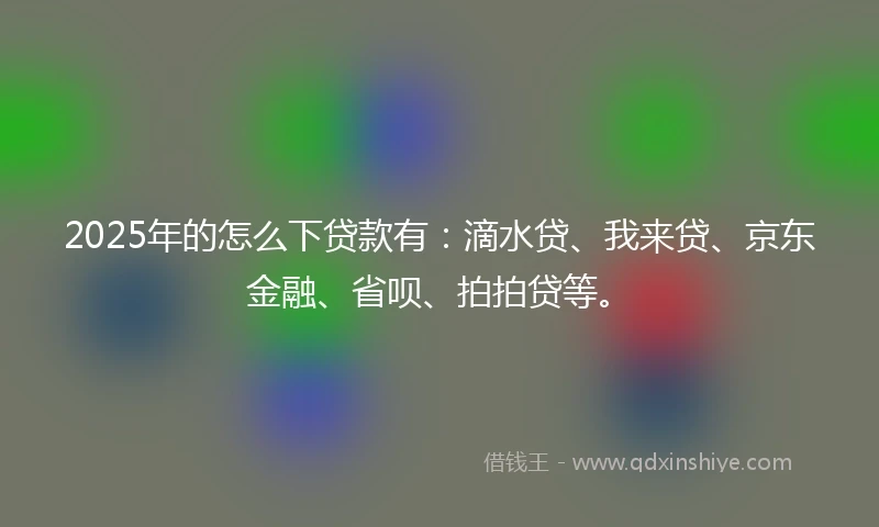 2025年的怎么下贷款有：滴水贷、我来贷、京东金融、省呗、拍拍贷等。