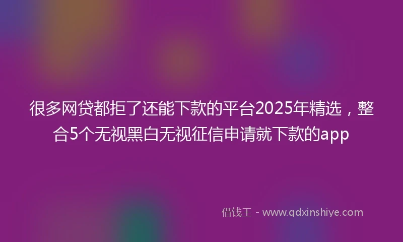 很多网贷都拒了还能下款的平台2025年精选，整合5个无视黑白无视征信申请就下款的app