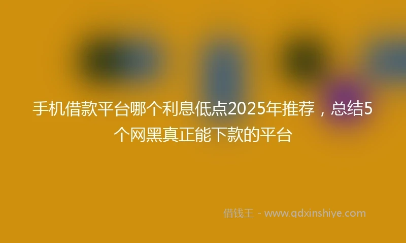 手机借款平台哪个利息低点2025年推荐，总结5个网黑真正能下款的平台