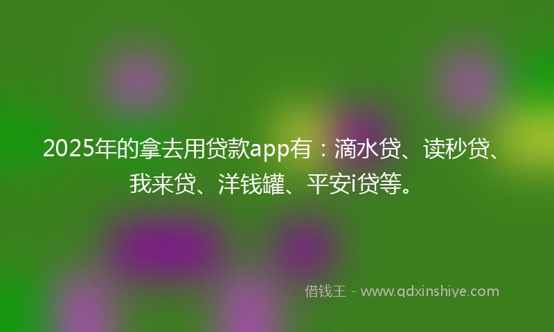 2025年的拿去用贷款app有：滴水贷、读秒贷、我来贷、洋钱罐、平安i贷等。