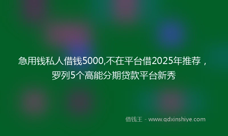 急用钱私人借钱5000,不在平台借2025年推荐,罗列5个高能分期贷款平台新秀
