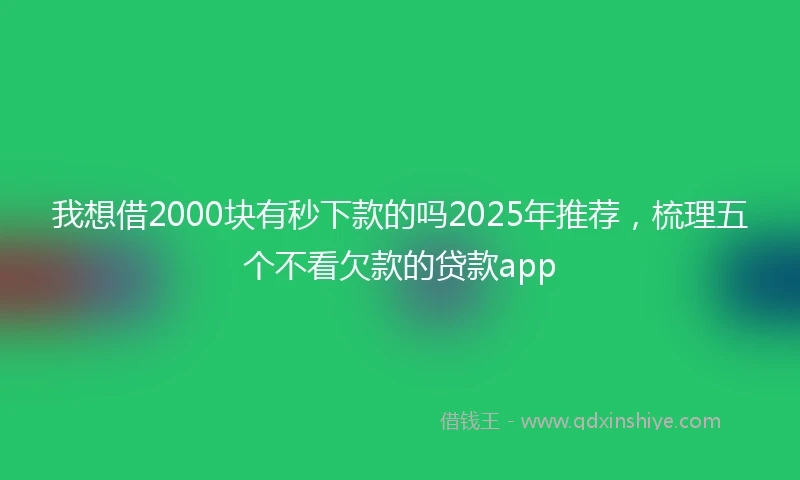 我想借2000块有秒下款的吗2025年推荐，梳理五个不看欠款的贷款app