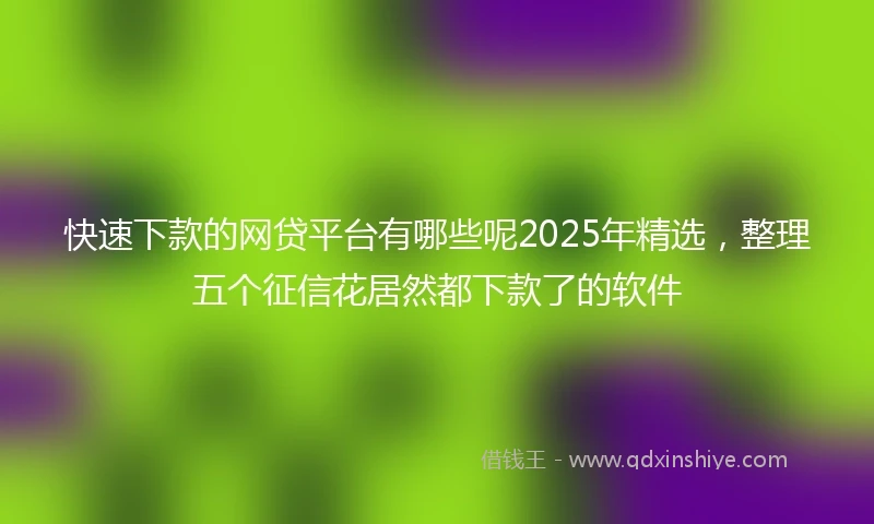 快速下款的网贷平台有哪些呢2025年精选，整理五个征信花居然都下款了的软件
