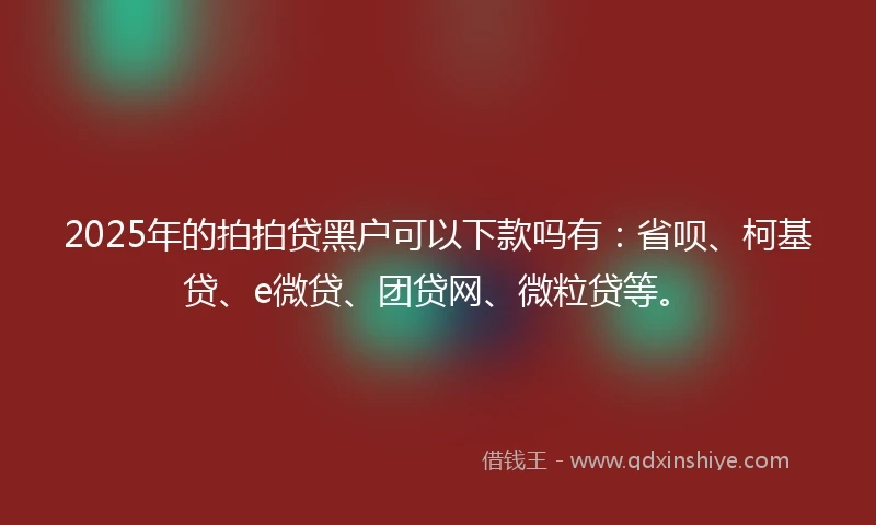 2025年的拍拍贷黑户可以下款吗有：省呗、柯基贷、e微贷、团贷网、微粒贷等。