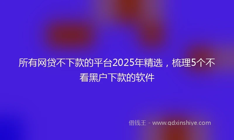 所有网贷不下款的平台2025年精选，梳理5个不看黑户下款的软件