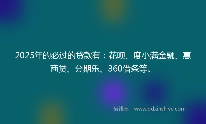 2025年的必过的贷款有：花呗、度小满金融、惠商贷、分期乐、360借条等。