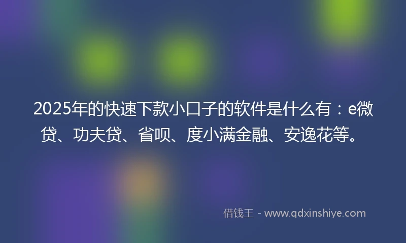 2025年的快速下款小口子的软件是什么有：e微贷、功夫贷、省呗、度小满金融、安逸花等。