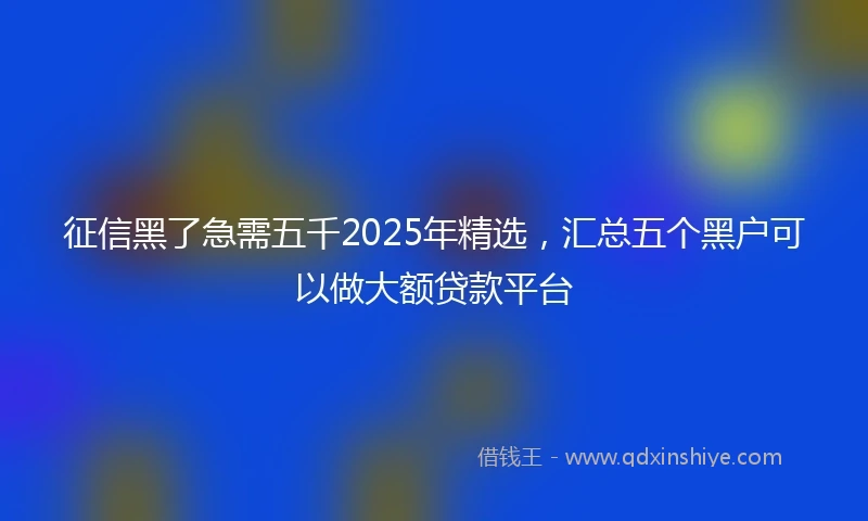 征信黑了急需五千2025年精选，汇总五个黑户可以做大额贷款平台