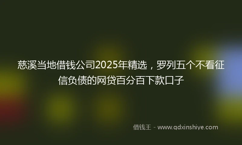 慈溪当地借钱公司2025年精选，罗列五个不看征信负债的网贷百分百下款口子
