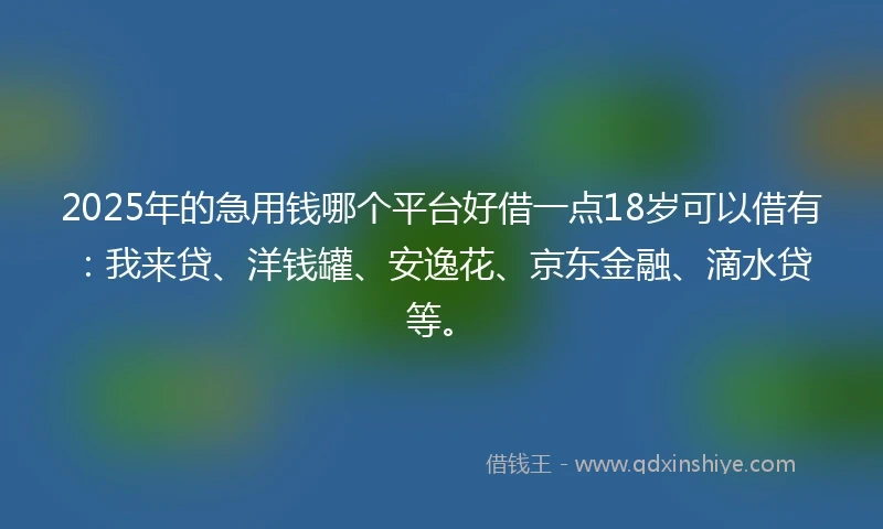 2025年的急用钱哪个平台好借一点18岁可以借有：我来贷、洋钱罐、安逸花、京东金融、滴水贷等。