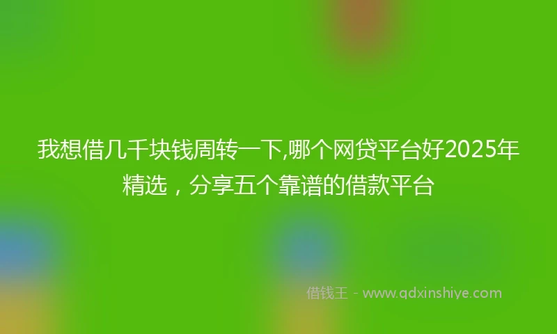 我想借几千块钱周转一下,哪个网贷平台好2025年精选，分享五个靠谱的借款平台