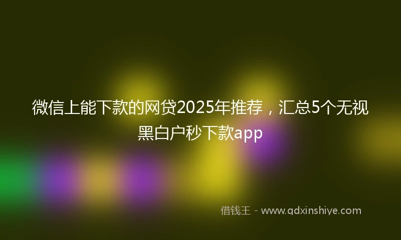微信上能下款的网贷2025年推荐，汇总5个无视黑白户秒下款app
