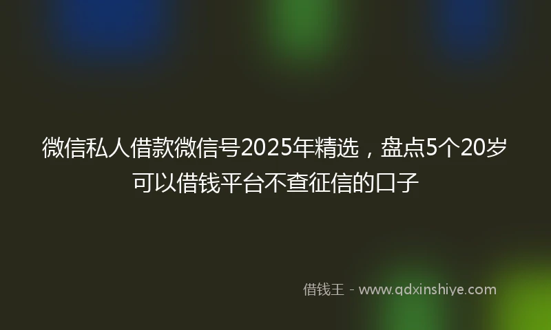 微信私人借款微信号2025年精选，盘点5个20岁可以借钱平台不查征信的口子