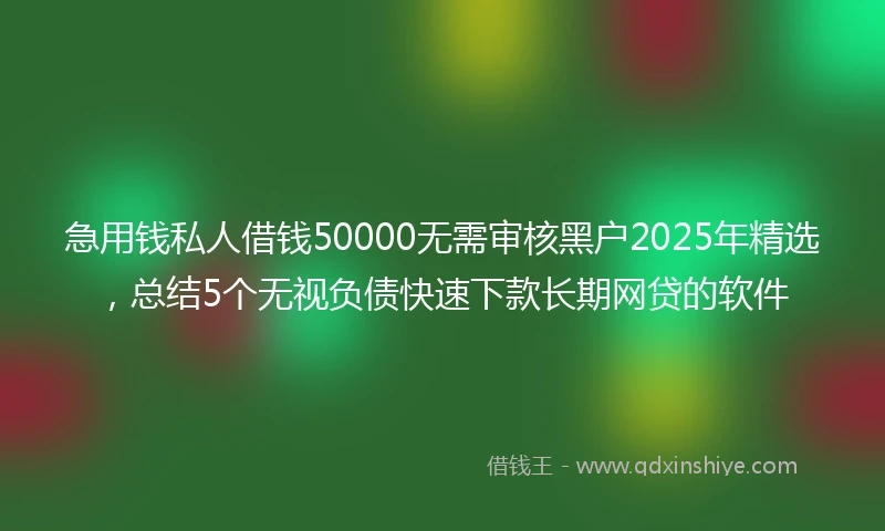 急用钱私人借钱50000无需审核黑户2025年精选，总结5个无视负债快速下款长期网贷的软件