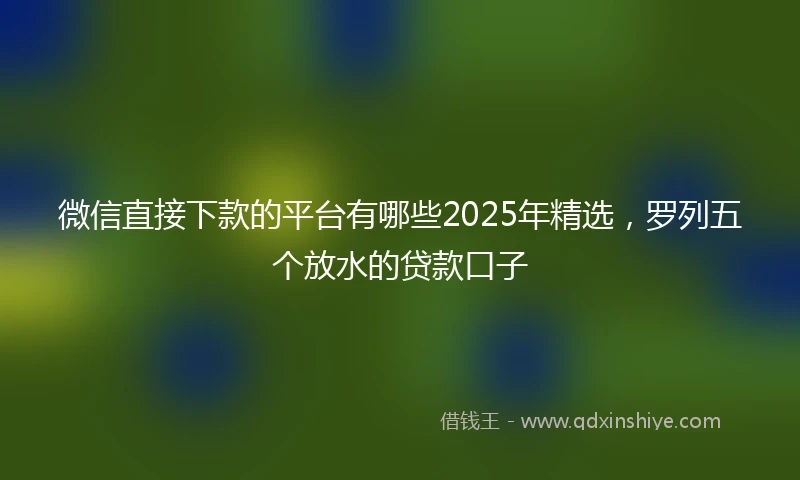 微信直接下款的平台有哪些2025年精选，罗列五个放水的贷款口子