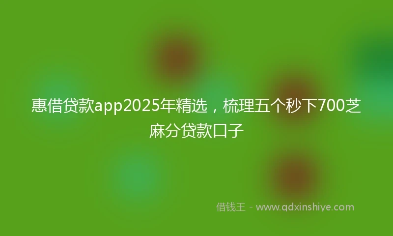 惠借贷款app2025年精选，梳理五个秒下700芝麻分贷款口子