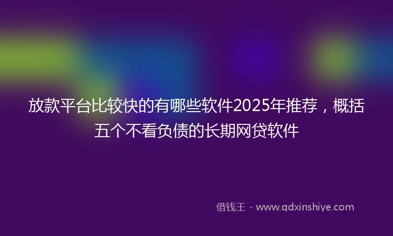 放款平台比较快的有哪些软件2025年推荐，概括五个不看负债的长期网贷软件