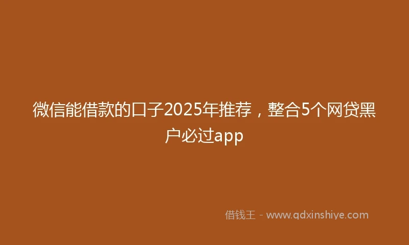微信能借款的口子2025年推荐，整合5个网贷黑户必过app