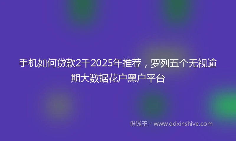 手机如何贷款2千2025年推荐，罗列五个无视逾期大数据花户黑户平台