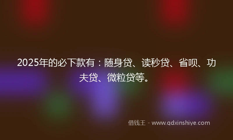 2025年的必下款有：随身贷、读秒贷、省呗、功夫贷、微粒贷等。