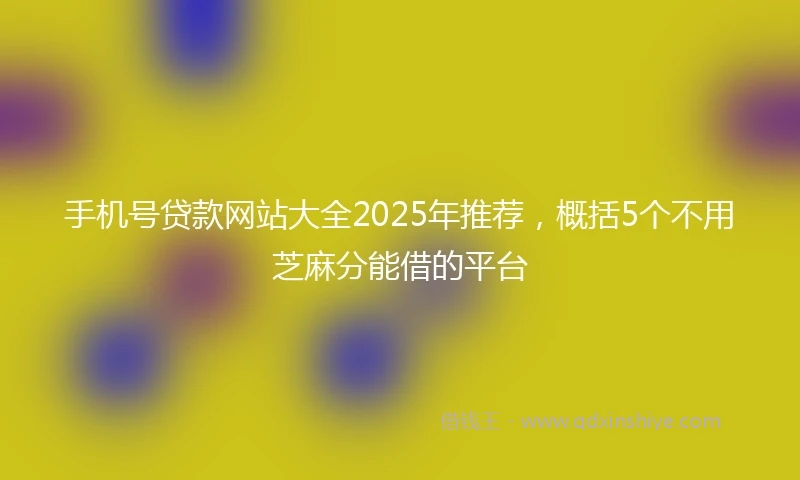 手机号贷款网站大全2025年推荐，概括5个不用芝麻分能借的平台