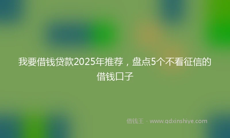 我要借钱贷款2025年推荐，盘点5个不看征信的借钱口子