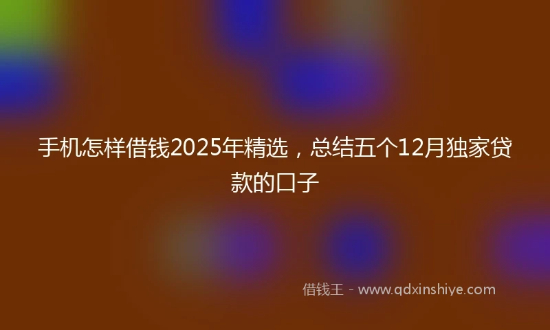 手机怎样借钱2025年精选，总结五个12月独家贷款的口子