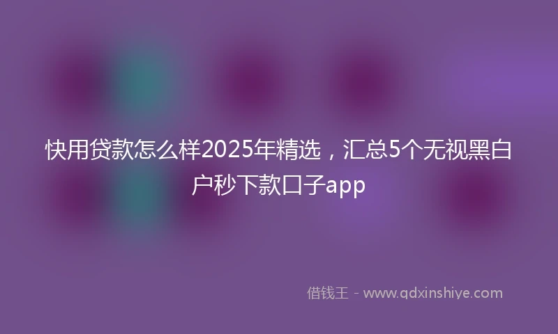 快用贷款怎么样2025年精选，汇总5个无视黑白户秒下款口子app