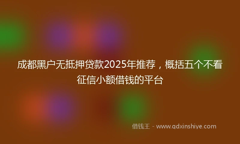 成都黑户无抵押贷款2025年推荐，概括五个不看征信小额借钱的平台
