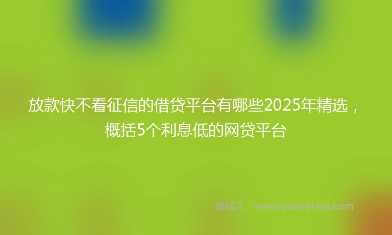 放款快不看征信的借贷平台有哪些2025年精选，概括5个利息低的网贷平台