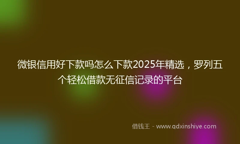 微银信用好下款吗怎么下款2025年精选，罗列五个轻松借款无征信记录的平台