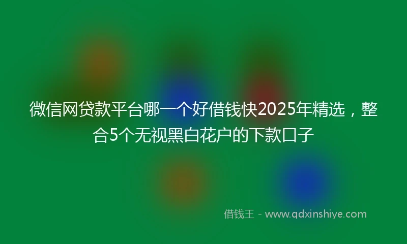 微信网贷款平台哪一个好借钱快2025年精选，整合5个无视黑白花户的下款口子