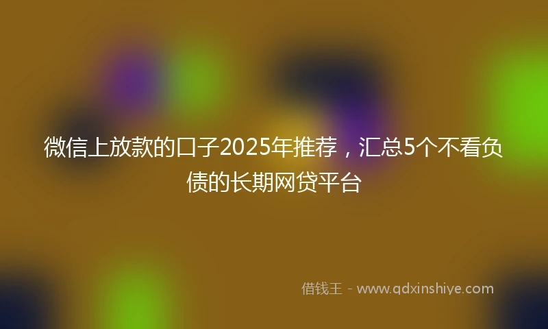 微信上放款的口子2025年推荐，汇总5个不看负债的长期网贷平台