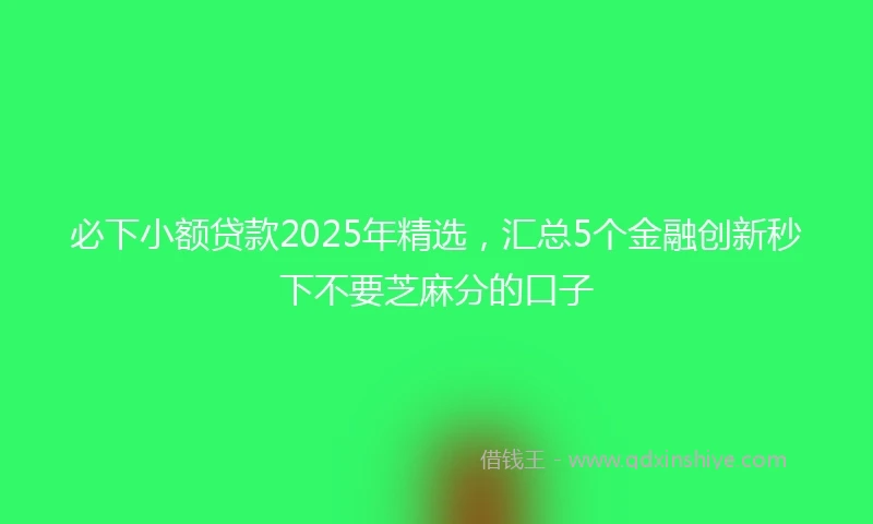 必下小额贷款2025年精选，汇总5个金融创新秒下不要芝麻分的口子