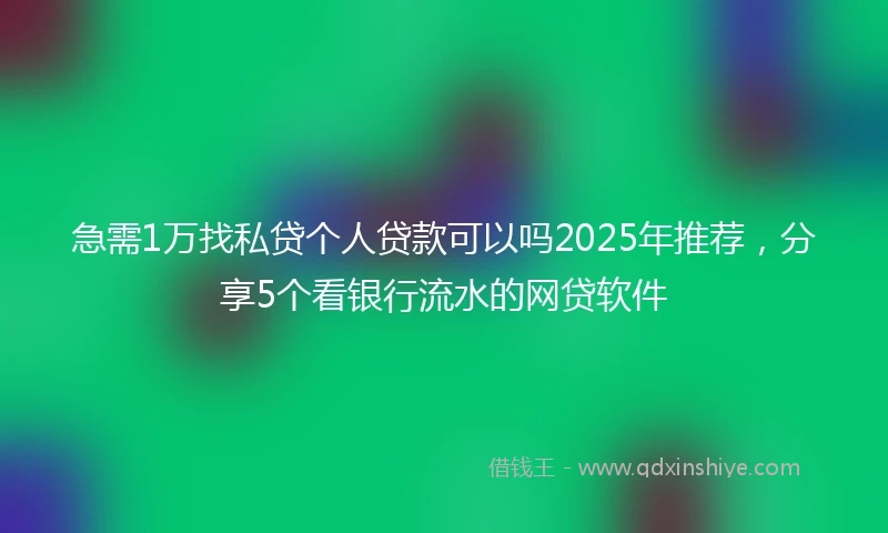 急需1万找私贷个人贷款可以吗2025年推荐，分享5个看银行流水的网贷软件