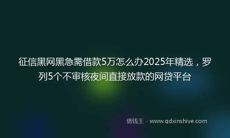 征信黑网黑急需借款5万怎么办2025年精选，罗列5个不审核夜间直接放款的网贷平台